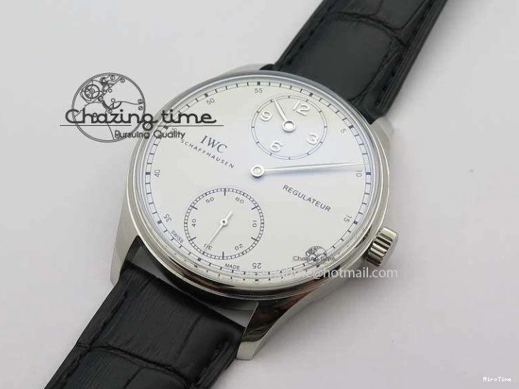 MIROTIME 0127 Effortless Portuguese IW544404 SS White Dial On Black Leather Strap A 7257